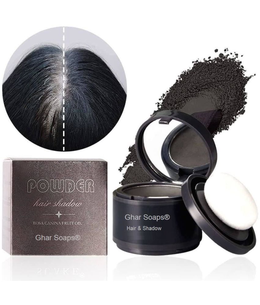     			GHAR SOAPS Helps Cover Grey Roots & Bald Spots Instantly -4gm Cover-Hair Powder-Black Brow Powder Black Black 4 g