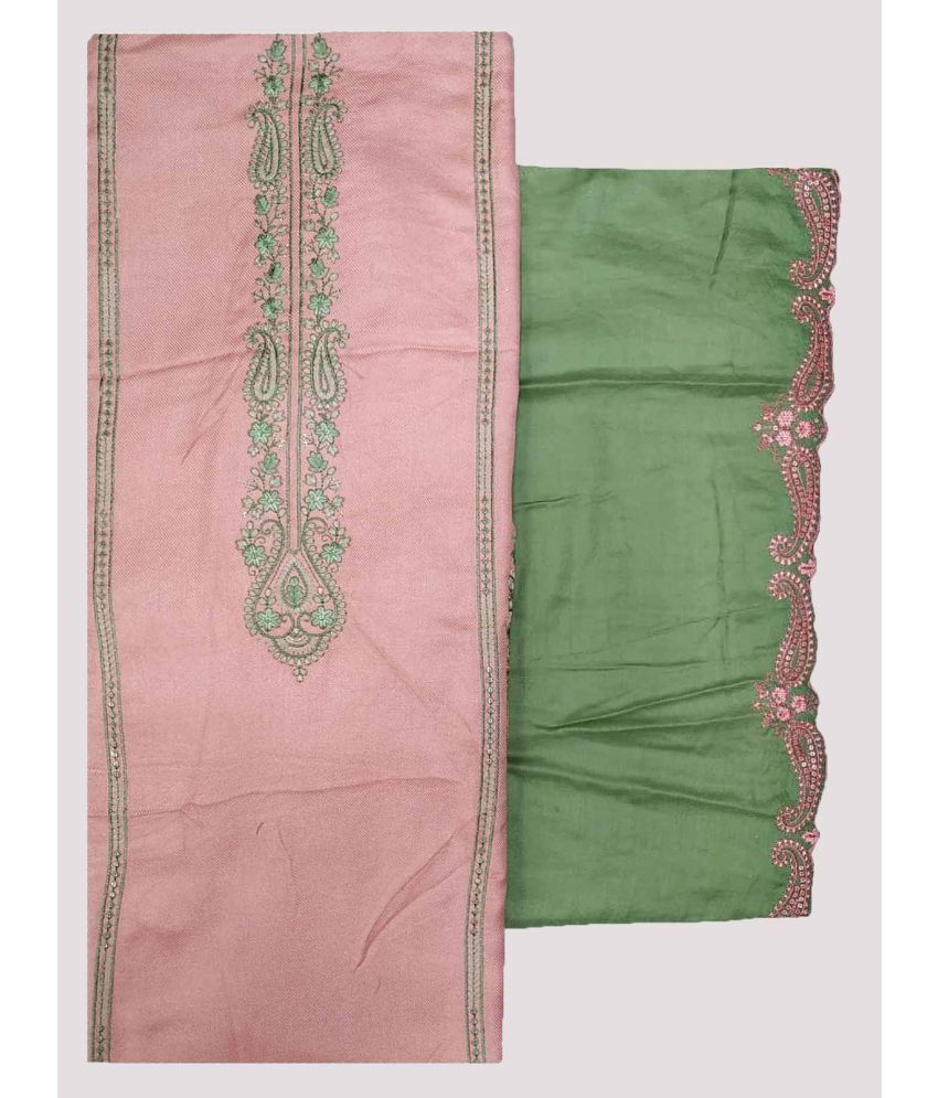     			KASHMIRI Unstitched Woollen Embroidered Dress Material - Pink ( Pack of 1 )