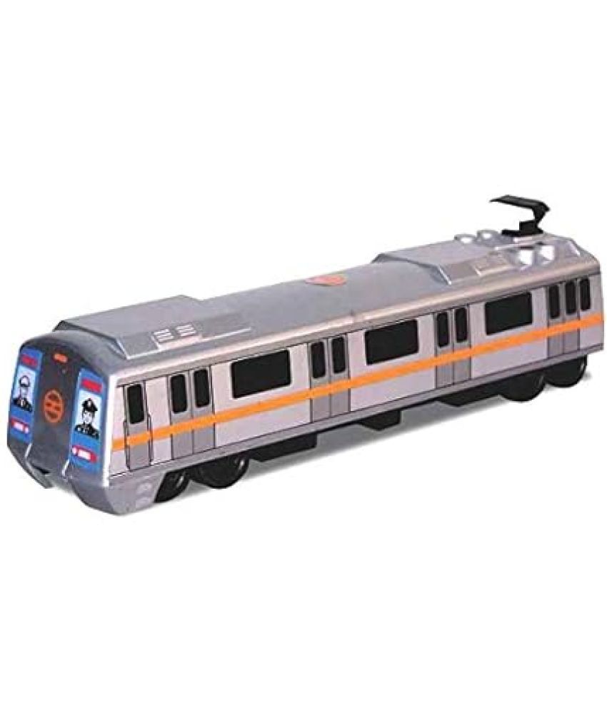     			Kid Made Of Non Toxic Plastic Toys Metro Train/Delhi Matro Toys, Pack Of 1, Pull Back Action Toys, With Soft Edges Around 15 Cm In Length & 100 Gram. Color Silver.