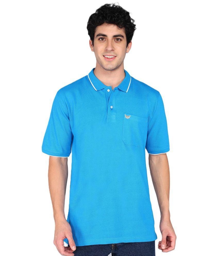     			M.S Mens Wear Pack of 1 Cotton Blend Regular Fit Solid Half Sleeves Men's Polo T Shirt ( Blue )