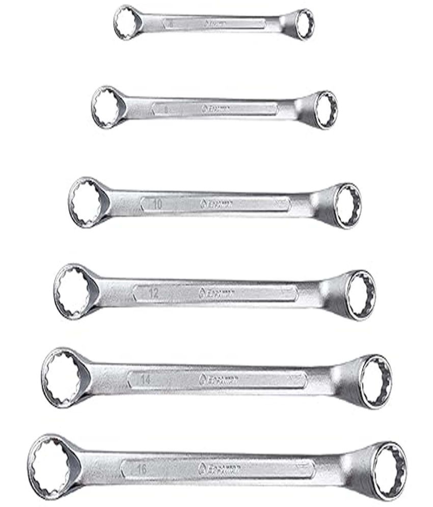     			MS AGROTECH  RS 6 Shallow Offset Combination Ring Spanners - Set of 6 Piece With Chrome Vanadium Steel and Bright Chrome Panel for Better Resistance to Corrosion