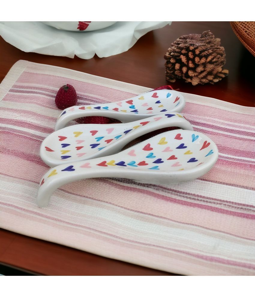     			Malaikah Multi Hrt Spn Rst Ceramic Printed Cutlery Holder Multi Color ( Pack of 3 )