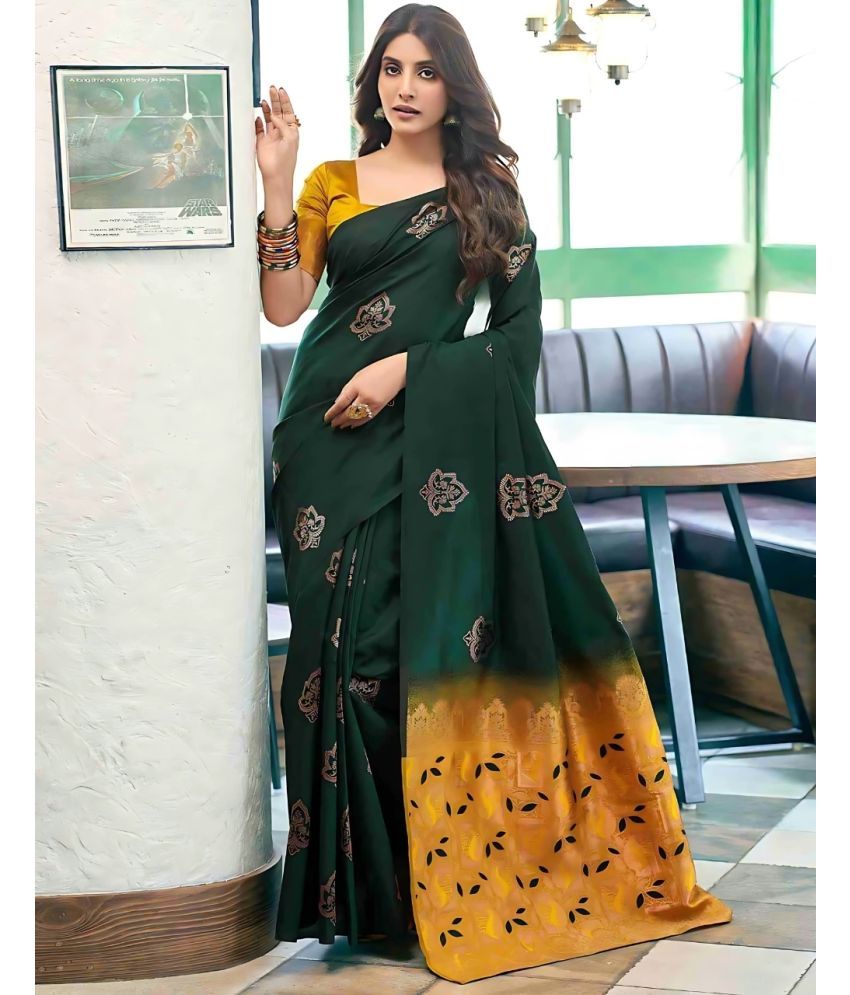     			Pheasant Pack of 1 Art Silk Woven Saree With Blouse Piece ( Green )