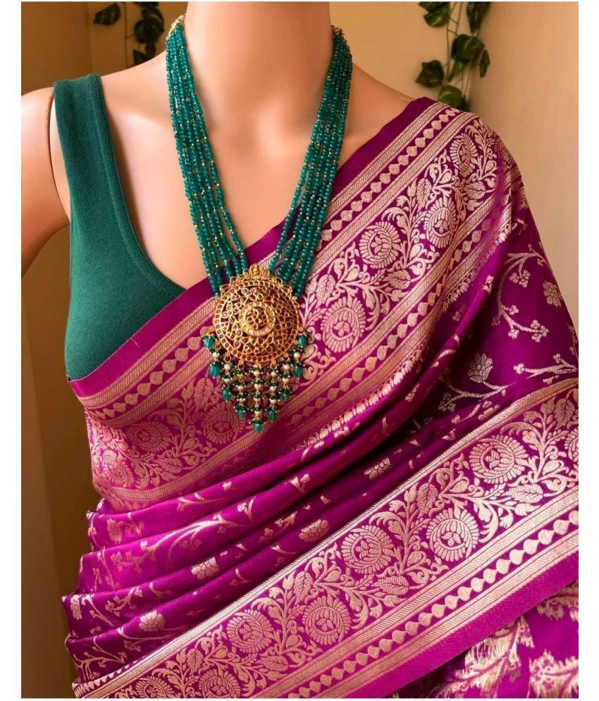     			Pheasant Pack of 1 Jacquard Self Design Saree With Blouse Piece ( Pink )