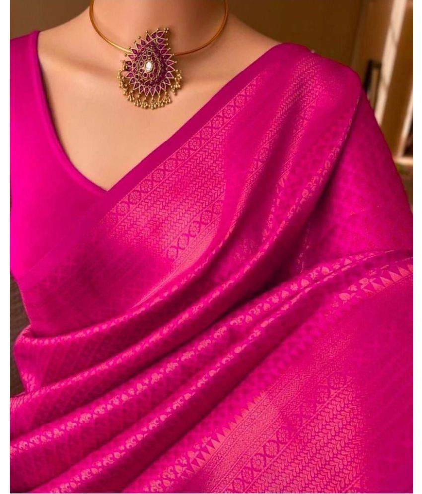     			Pheasant Pack of 1 Jacquard Woven Saree With Blouse Piece ( Pink )