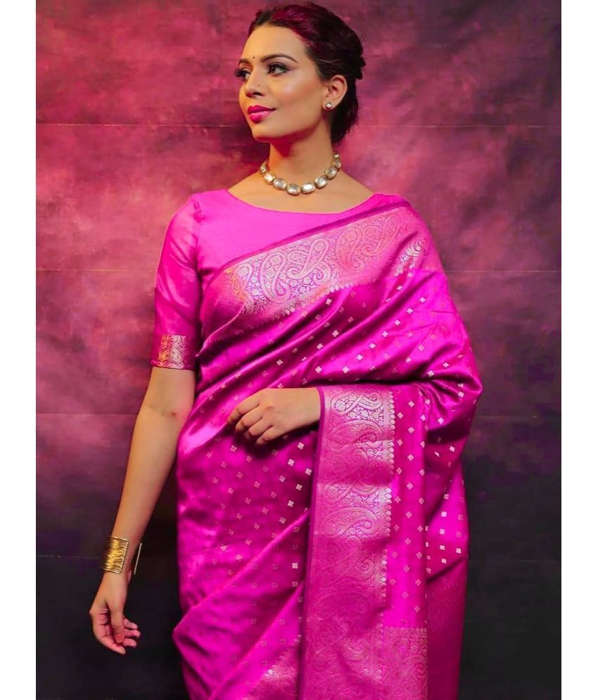     			Pheasant Pack of 1 Jacquard Woven Saree With Blouse Piece ( Pink )