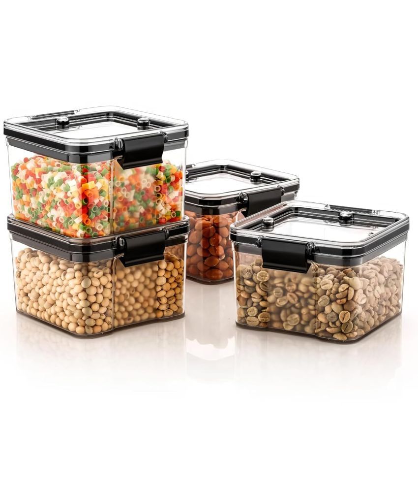     			SMARTHOMEMART Lock and Lock PET Black Spice Container ( Set of 4 )