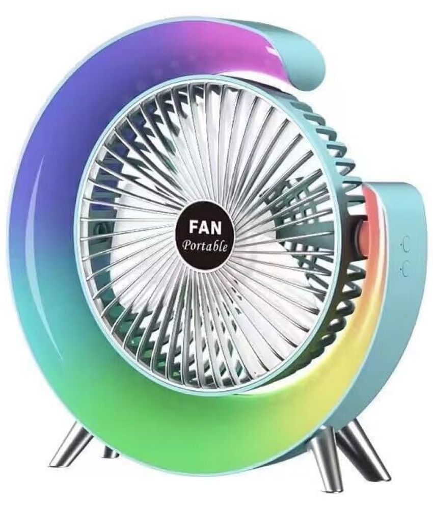     			USB charging personal fan Multifunctional Colorful desktop small fan portable floor mounted fan with light USB Fan