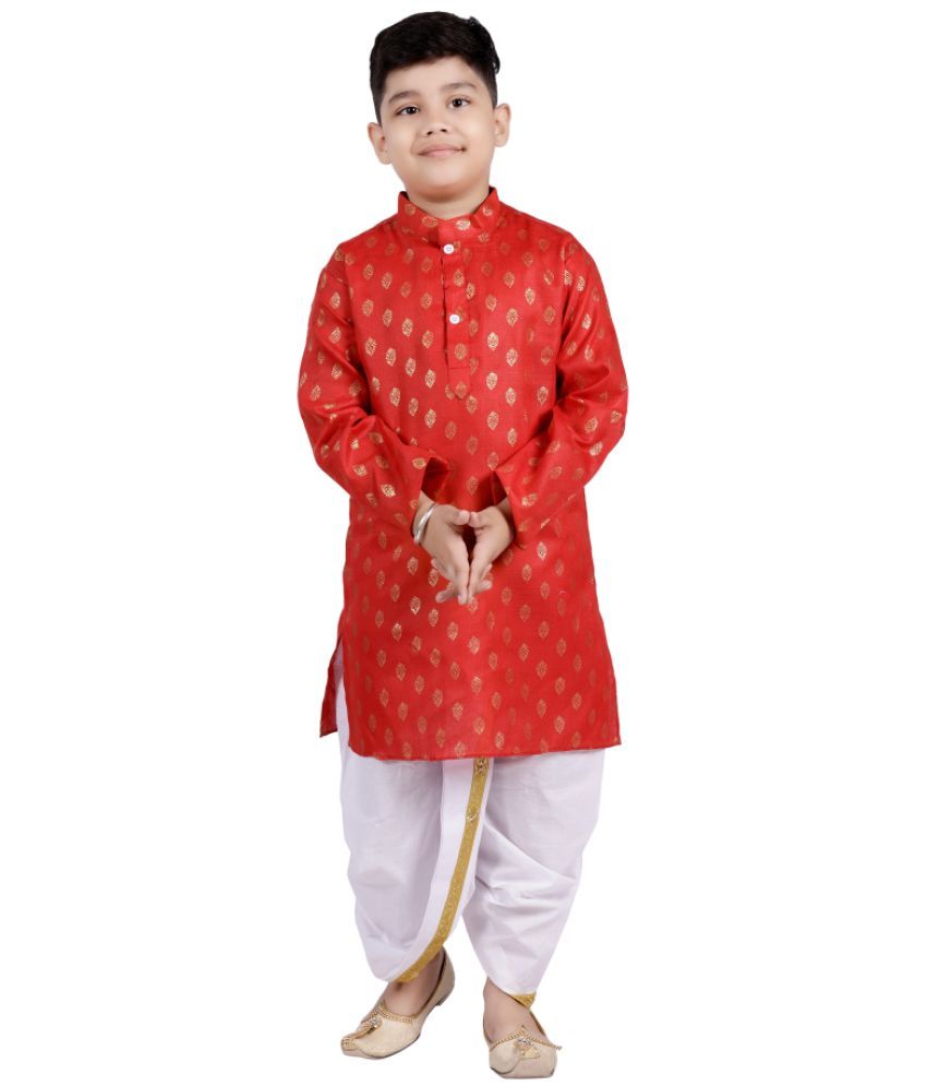     			s muktar garments Baby Boys Cotton Ethnic - Pattern Dhoti Kurta Set ( Red , Pack of 1 )