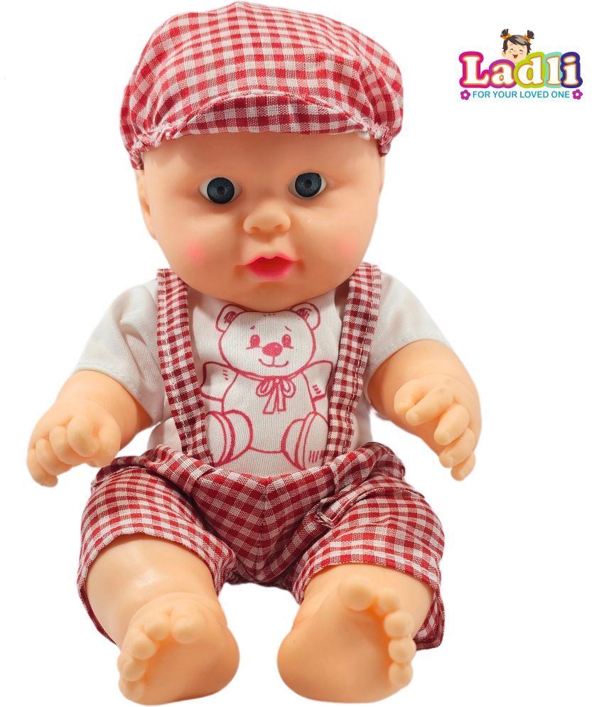     			Golu Baba Cute Soft Baby Toy for Kids in Red Check Dress Born baby