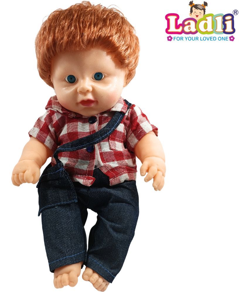     			Little Golu Teddy Boy Toy in Printed Dress Doll for Kids Moveable Hands Legs_F