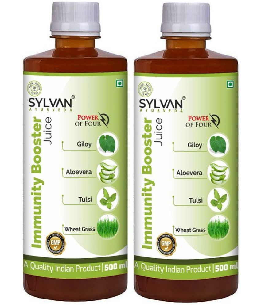     			SYLVAN AYURVEDA IMMUNITY BOOSTER JUICE WITH GILOY ALOE VERA TULSI WHEAT GRASS | PACK OF 2 (2 x 500 ml)