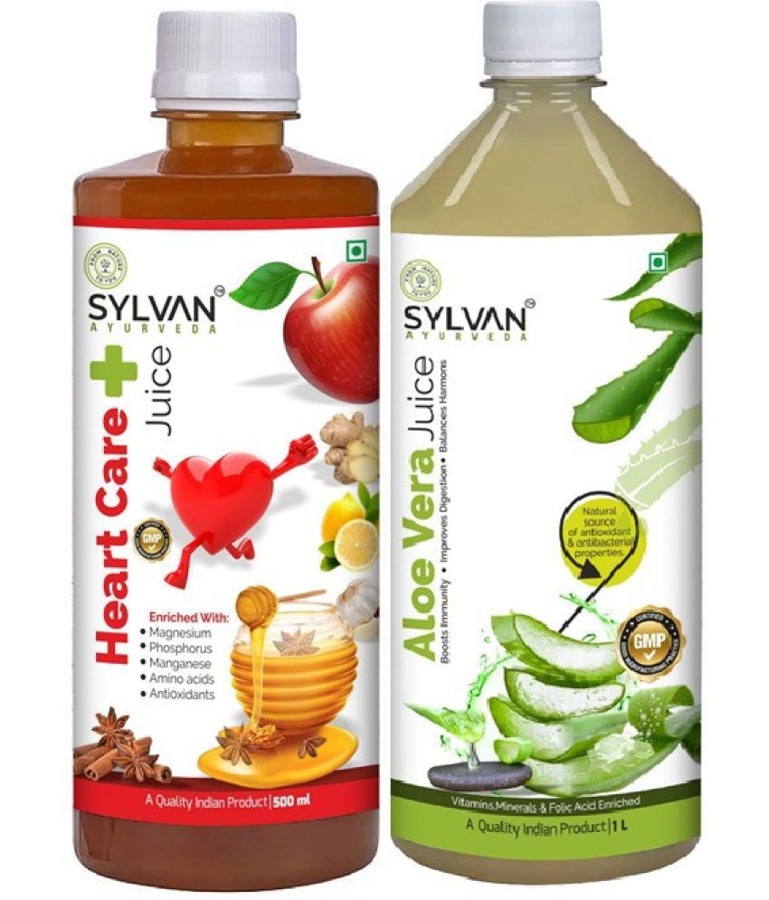     			SYLVAN AYURVEDA SYLVAN |HEART CARE JUICE 500ML+ ALOEVERA JUICE 1000ML (PACK OF 2) (2 x 750 ml)