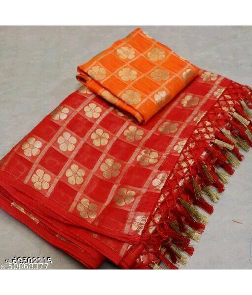     			Shree Gullak Silk Pack of 1 Jacquard Printed Saree With Blouse Piece ( Red )