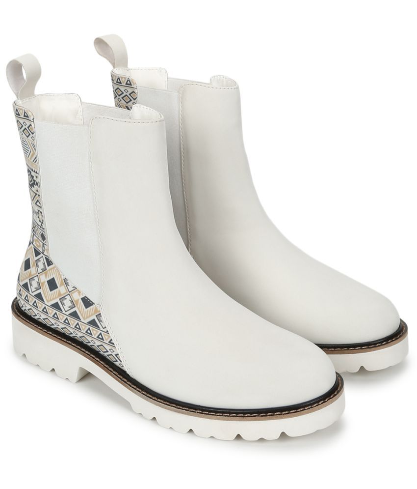     			Yoho White Women's Ankle Length Boots