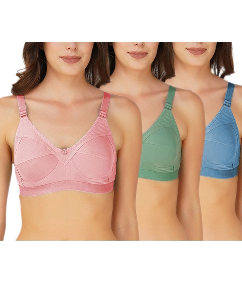     			Arc de Shapes Pack of 3 Cotton Blend Non Padded Everyday Bra For Women ( Multicolor )