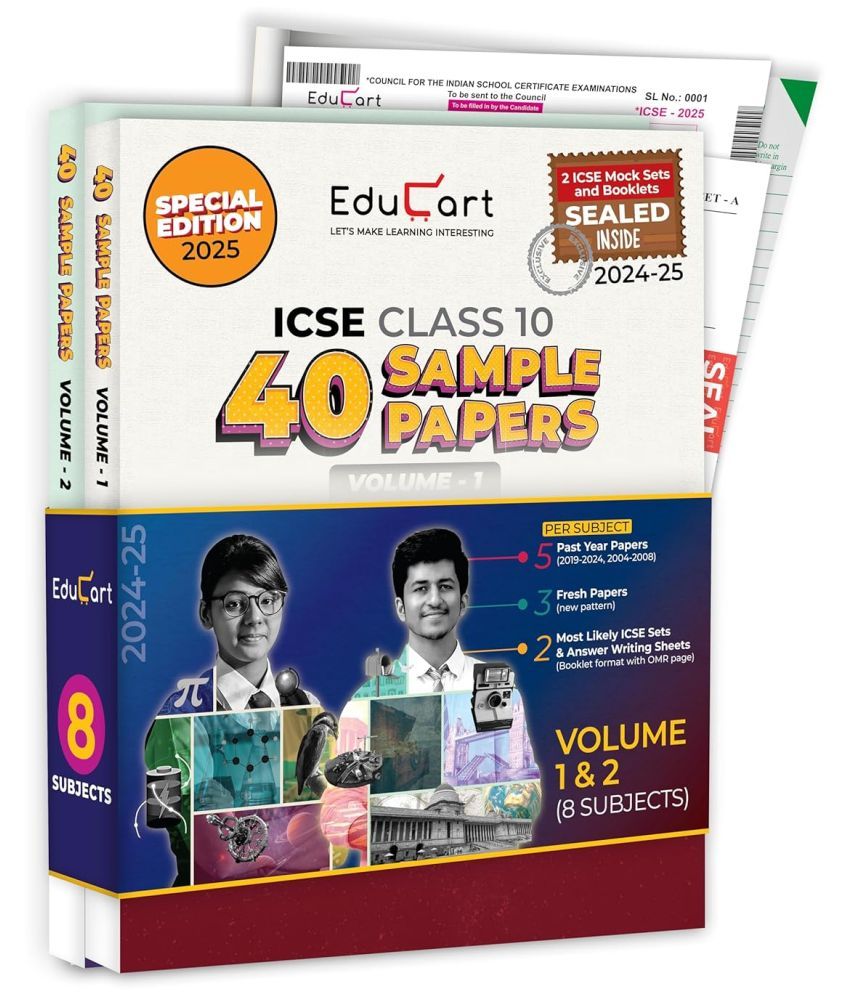     			Educart ICSE Class 10 Sample Papers 2025 (Set of 8 Subjects Books) – Physics, Chemistry, Biology, Mathematics, History & Civics, Geography, English La