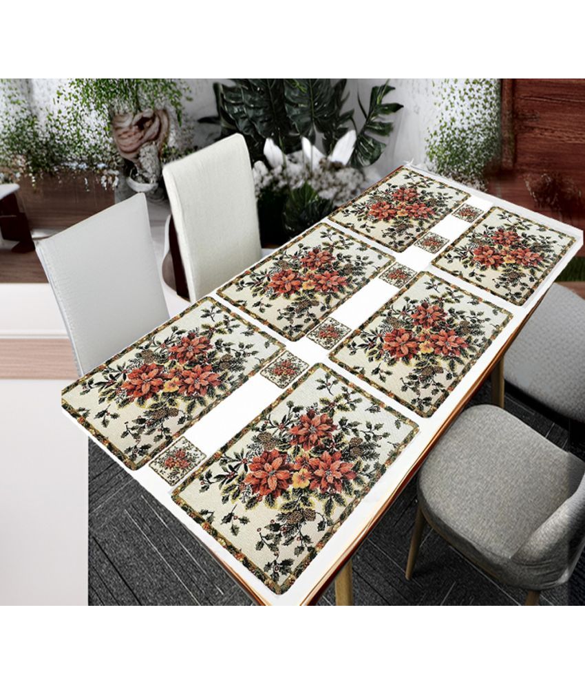     			Revexo PVC Floral Rectangle Table Mats & Coasters ( 40 cm x 30 cm ) Pack of 12 - Multi