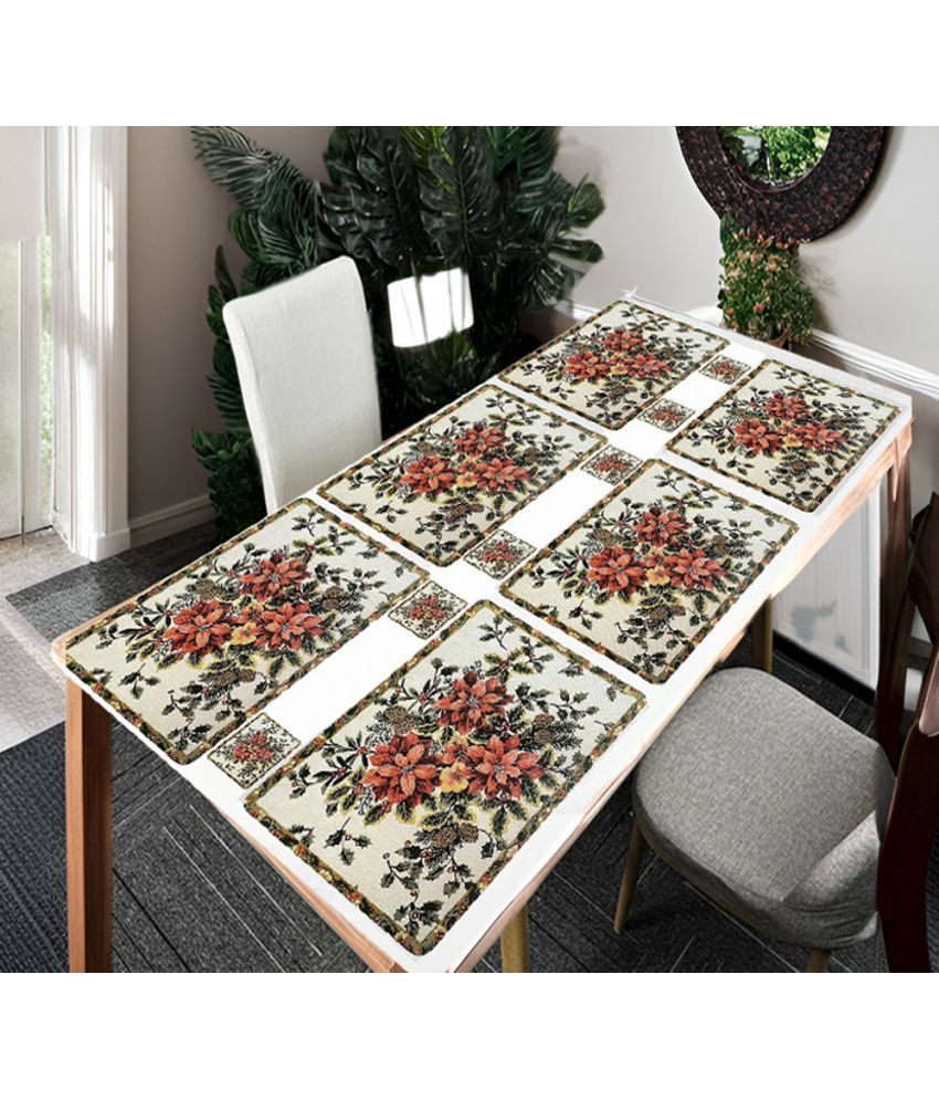     			Revexo PVC Floral Rectangle Table Mats & Coasters ( 40 cm x 30 cm ) Pack of 12 - Multi