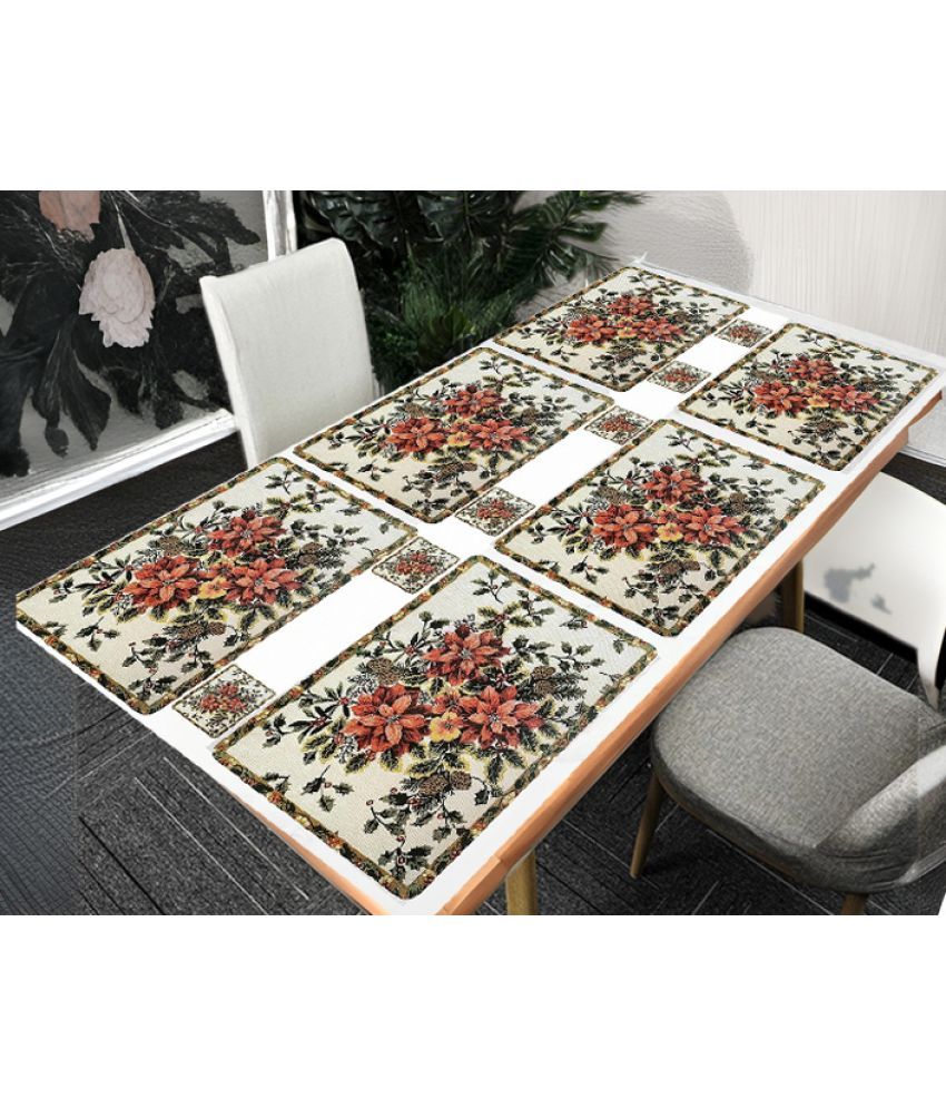     			Revexo PVC Floral Rectangle Table Mats & Coasters ( 40 cm x 30 cm ) Pack of 12 - Multi