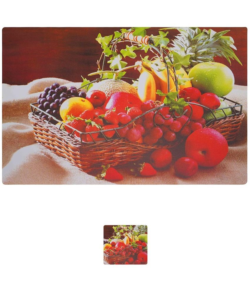     			Revexo PVC Floral Rectangle Table Mats & Coasters ( 40 cm x 30 cm ) Pack of 12 - Multi