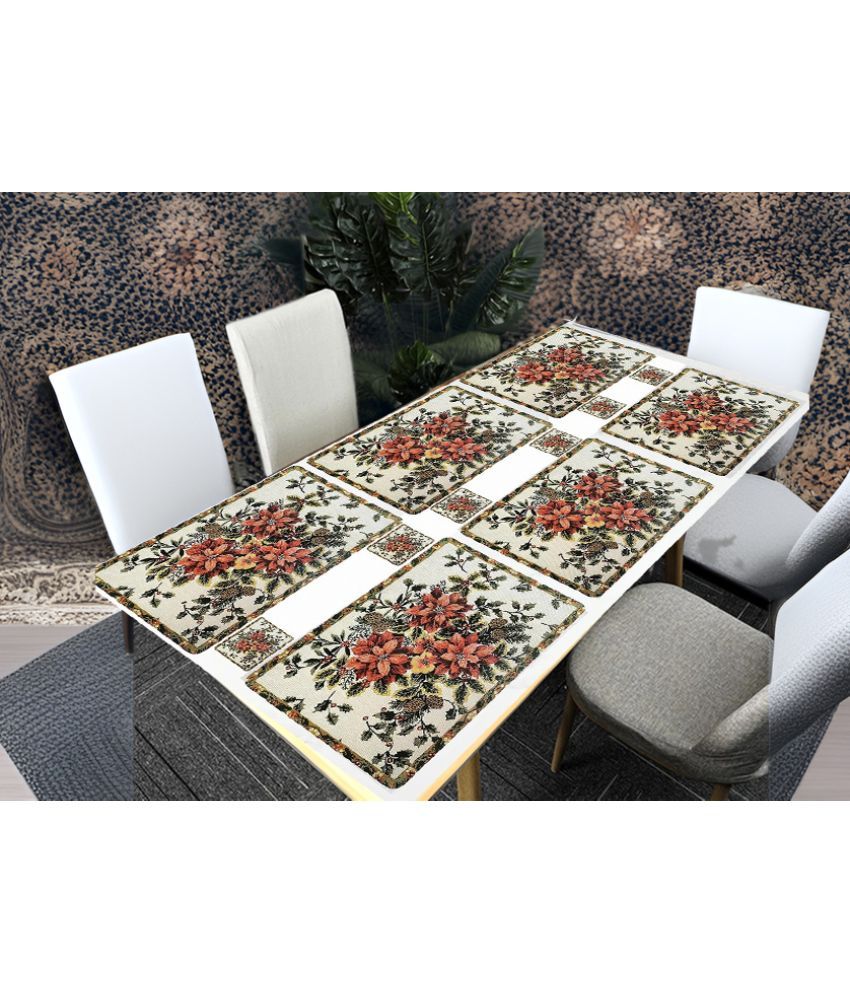     			Revexo PVC Floral Rectangle Table Mats & Coasters ( 40 cm x 30 cm ) Pack of 12 - Multi