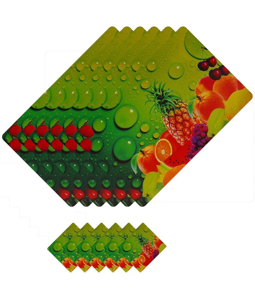     			Revexo PVC Floral Rectangle Table Mats & Coasters ( 40 cm x 30 cm ) Pack of 12 - Multi