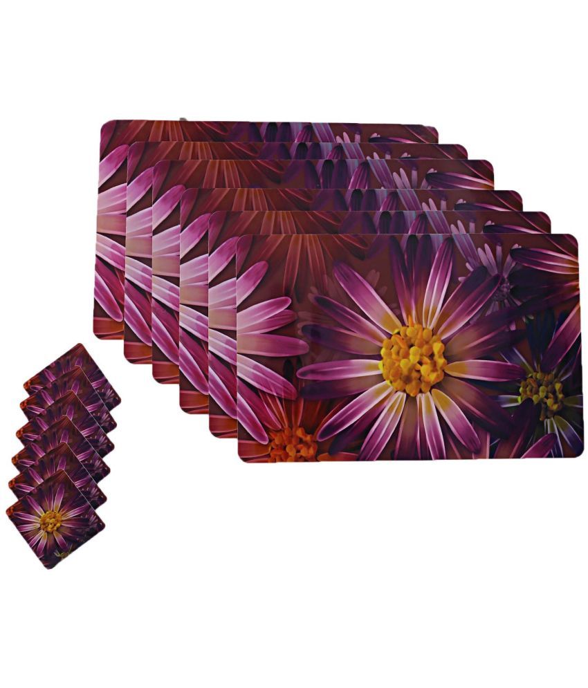     			Revexo PVC Floral Rectangle Table Mats & Coasters ( 40 cm x 30 cm ) Pack of 12 - Multi