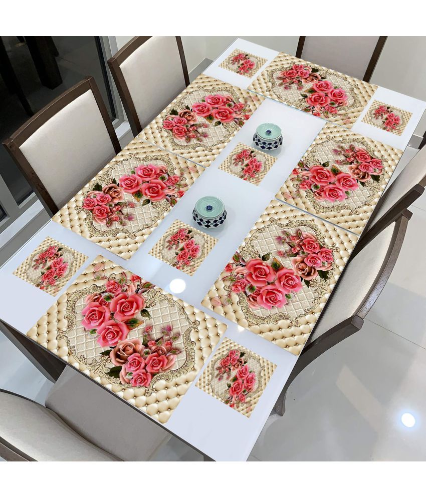     			Revexo PVC Floral Rectangle Table Mats & Coasters ( 40 cm x 30 cm ) Pack of 12 - Multi