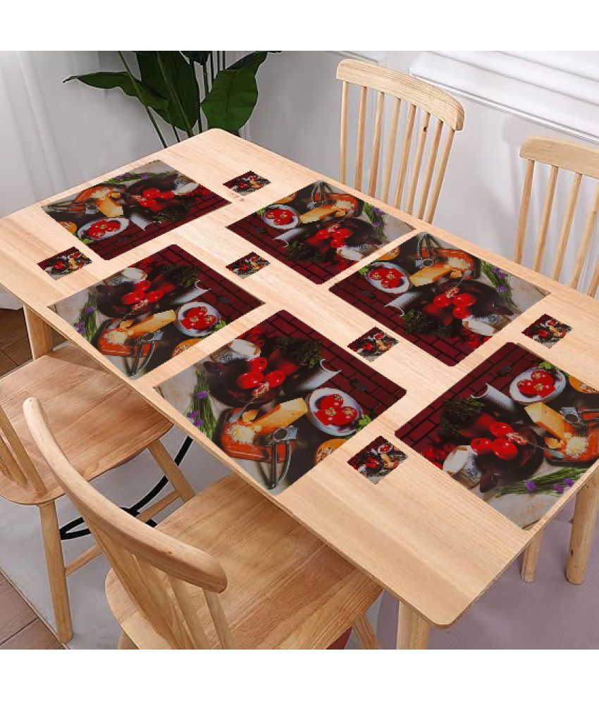     			Revexo PVC Floral Rectangle Table Mats & Coasters ( 40 cm x 30 cm ) Pack of 12 - Multi