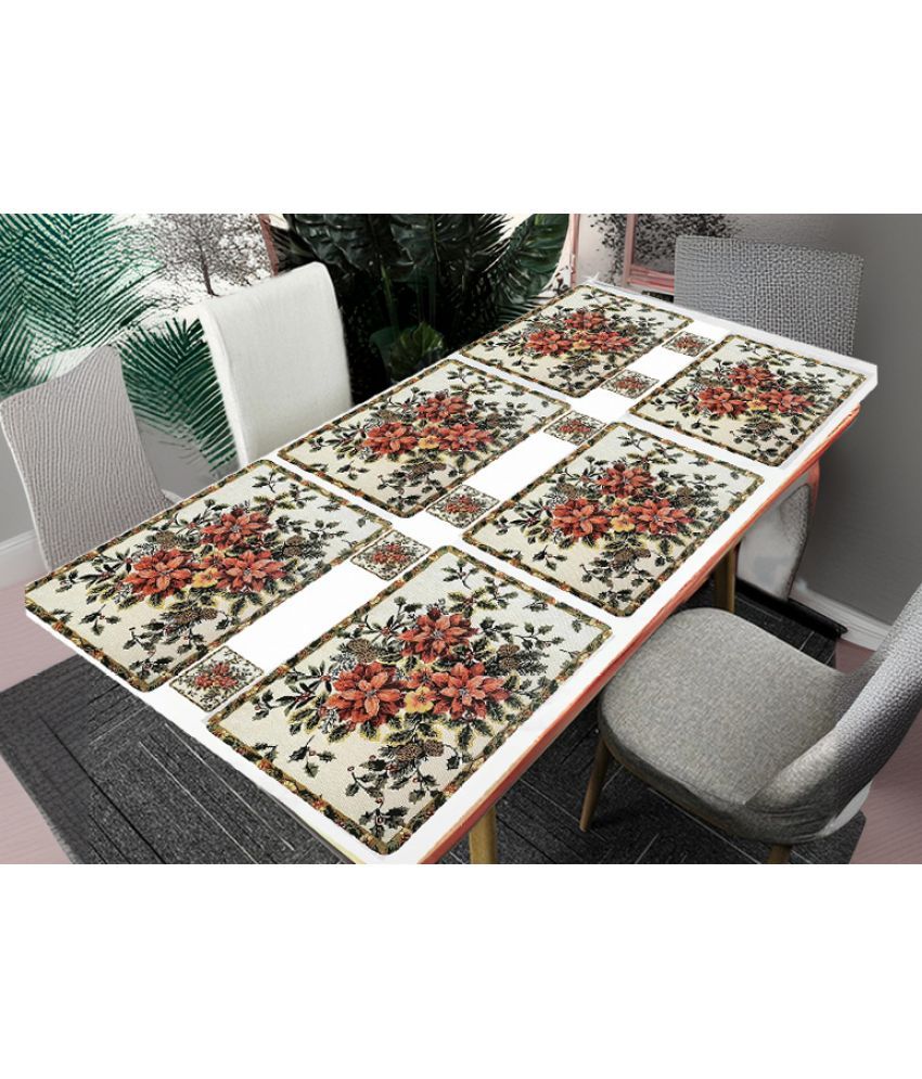     			Revexo PVC Floral Rectangle Table Mats & Coasters ( 40 cm x 30 cm ) Pack of 12 - Multi