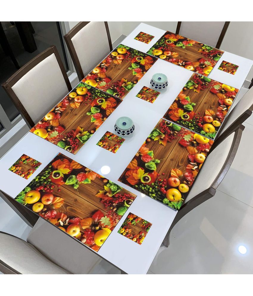     			Sanraksshan PVC Floral Rectangle Table Mats & Coasters ( 40 cm x 32 cm ) Pack of 12 - Multi