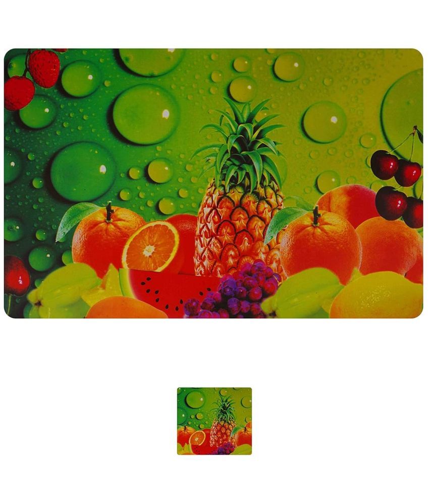     			Sanraksshan PVC Floral Rectangle Table Mats & Coasters ( 40 cm x 32 cm ) Pack of 12 - Multi