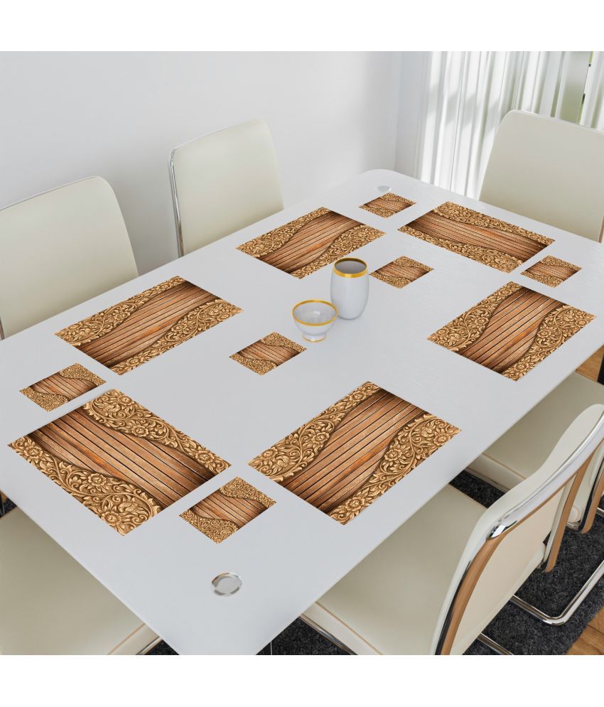     			Sanraksshan PVC Floral Rectangle Table Mats & Coasters ( 40 cm x 32 cm ) Pack of 12 - Multi