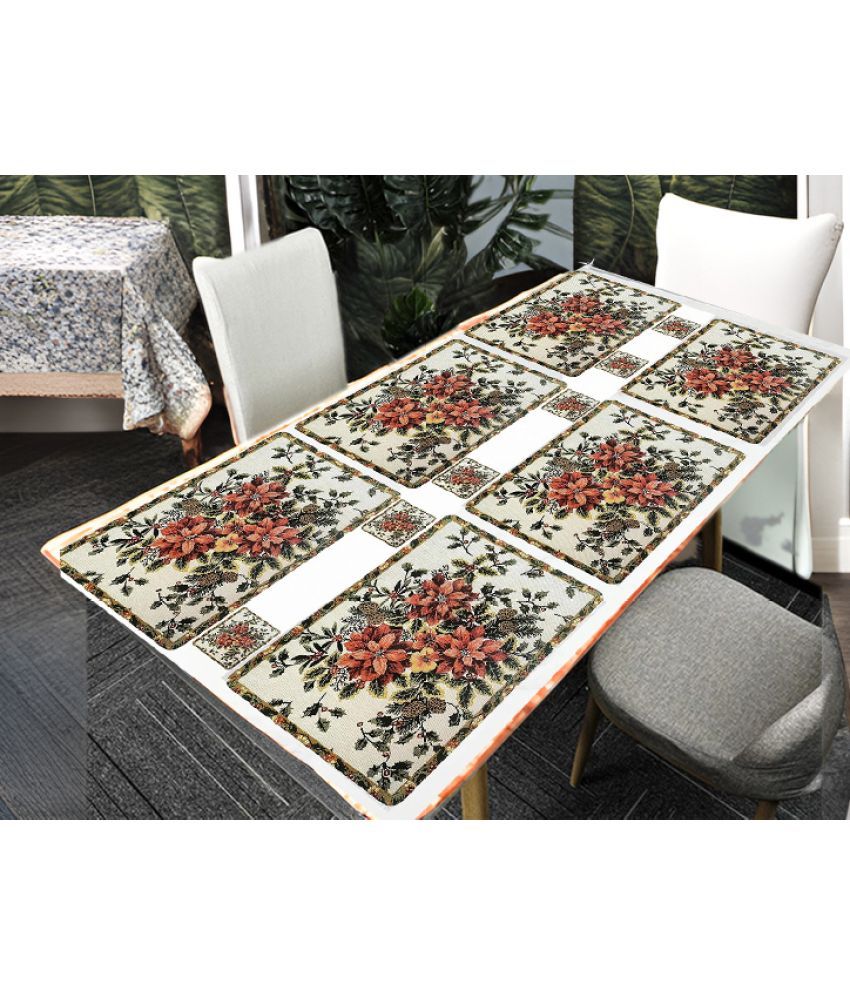     			Sanraksshan PVC Floral Rectangle Table Mats & Coasters ( 40 cm x 32 cm ) Pack of 12 - Multi