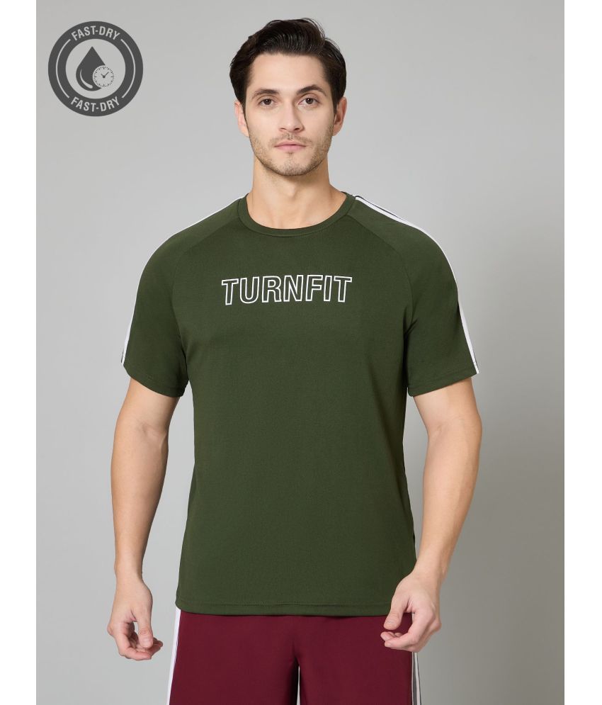     			Turnfit Polyester Regular Fit Printed Half Sleeves Men's Round T-Shirt - Dark Green ( Pack of 1 )