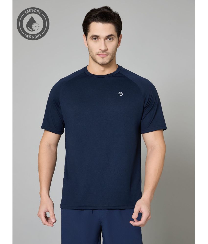     			Turnfit Polyester Regular Fit Solid Half Sleeves Men's Round T-Shirt - Navy Blue ( Pack of 1 )