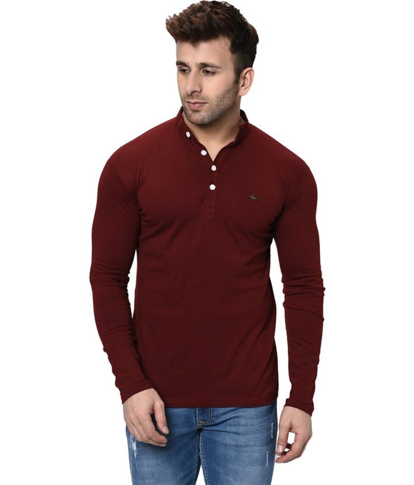     			Alexender Cotton Blend Regular Fit Solid Full Sleeves Men's Henley T-Shirt - Maroon ( Pack of 1 )