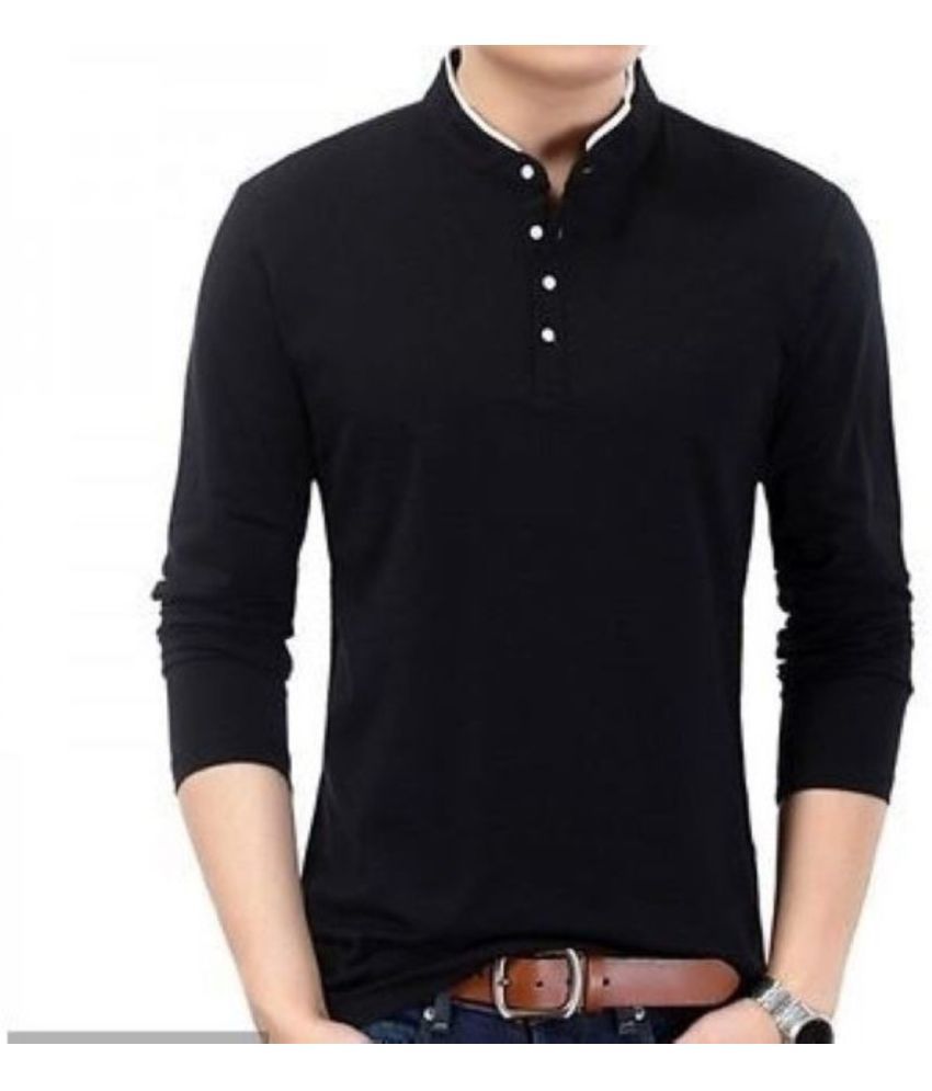     			Alexender Cotton Regular Fit Solid 3/4th Sleeves Men's Mandarin Collar T-Shirt - Black ( Pack of 1 )