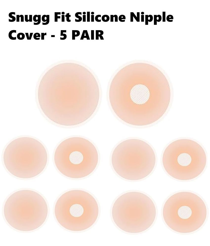     			Best Quality Cheapest Flix 10 Times Reusable Silicone Nipple Cover with Skin Friendly Adhesive for Women - 5 Pair