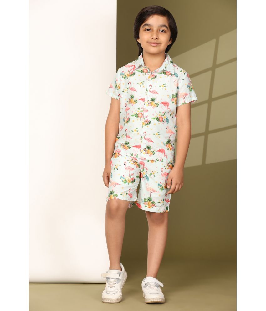     			ENCIGER Pack of 1 Boys Polyester Shirts & Shorts Set ( Sea Green )