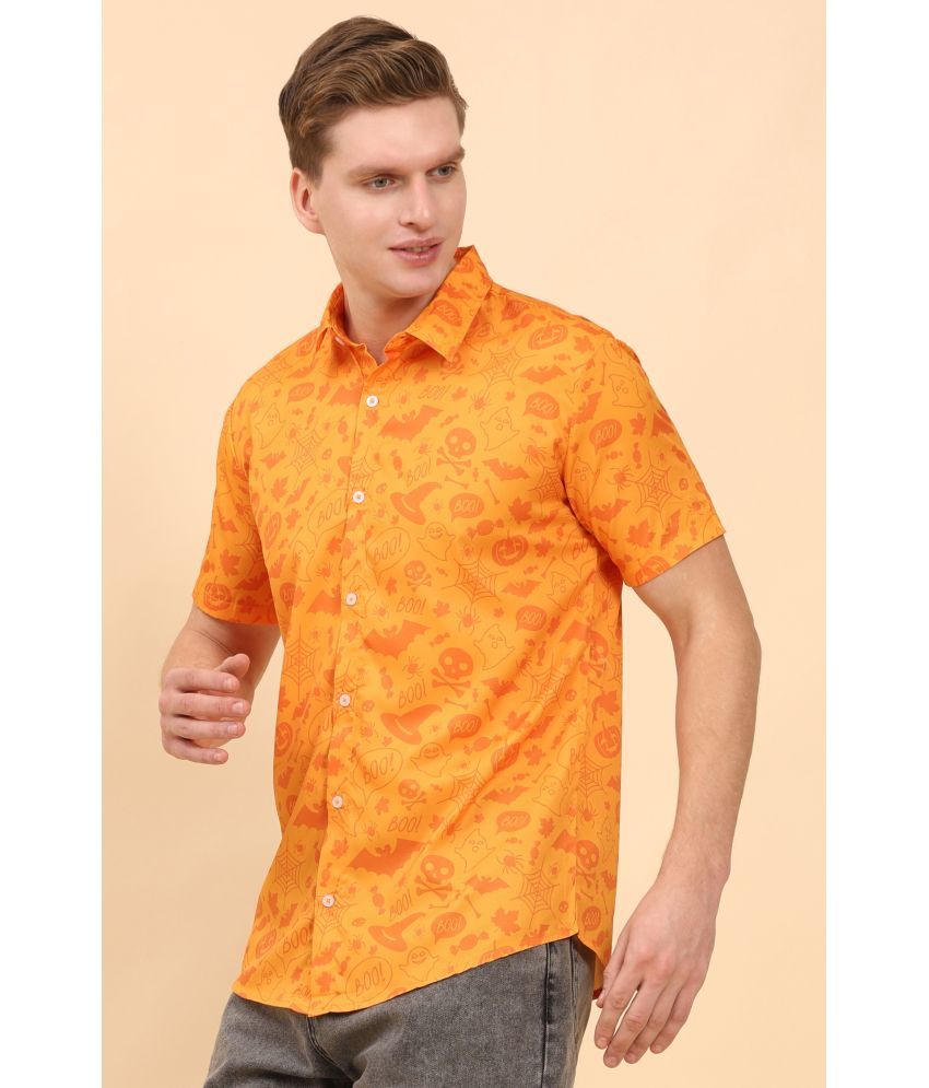     			ENCIGER Polyester Regular Fit Printed Half Sleeves Men's Casual Shirt - Orange ( Pack of 1 )