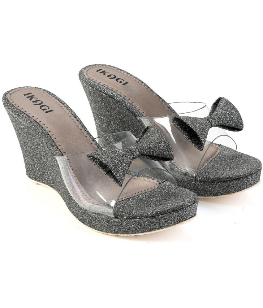     			IKAGI Gray Women's Slip On Heels