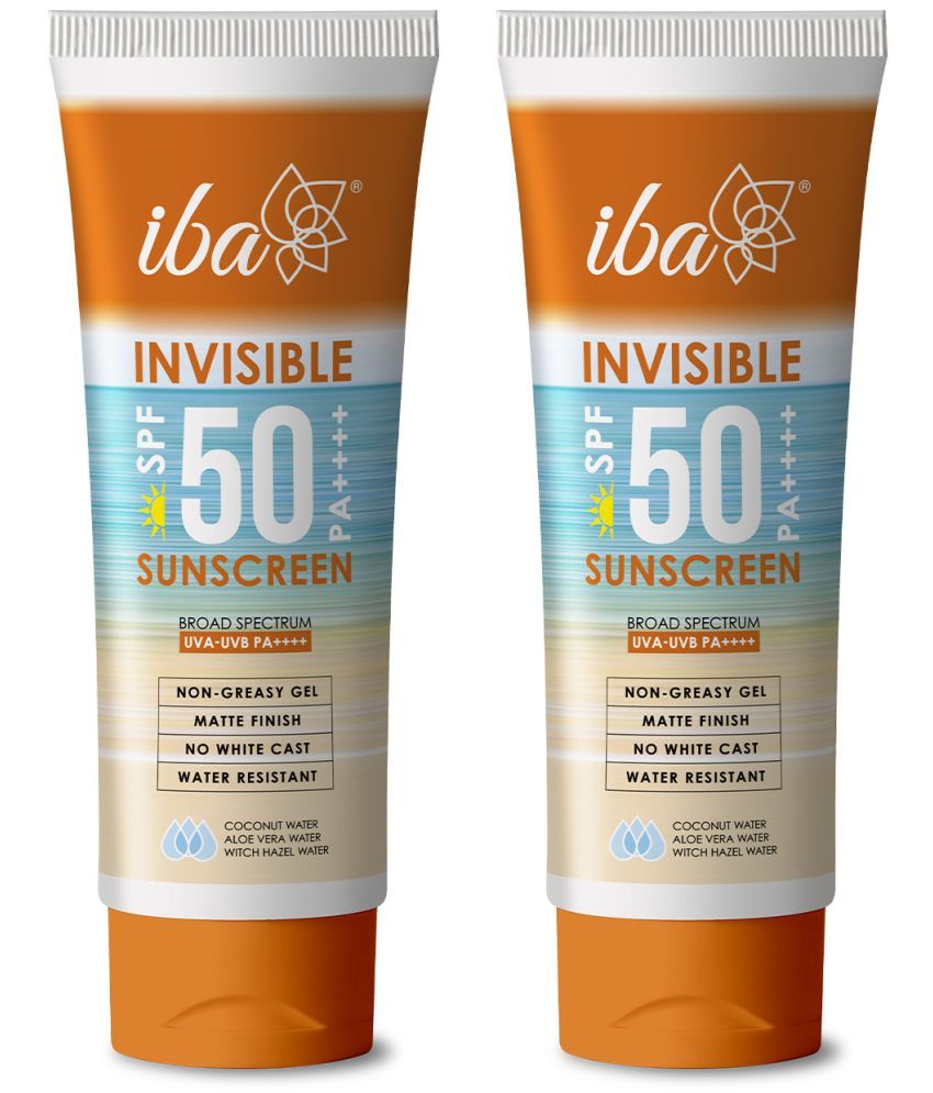     			Iba Invisible Sunscreen Gel Based Oil Free Matte Finish - SPF 50 PA++++, 100g (Pack of 2 )