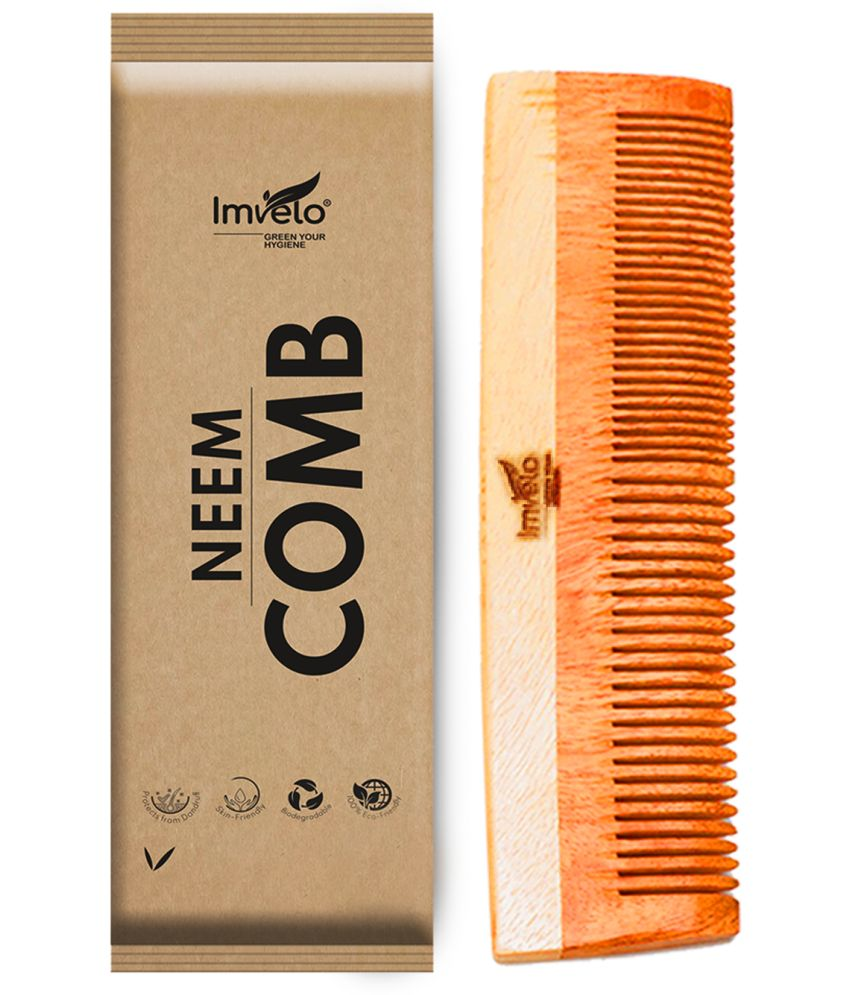     			Imvelo Wooden Neem Comb with Wide Dual Tooth– Anti-Dandruff, Anti-Static & Scalp Friendly – Eco-Friendly, Biodegradable & Chemical-Free Hair Care