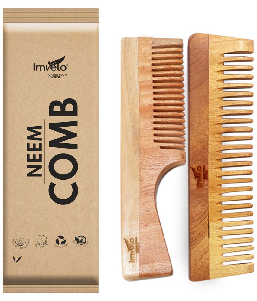     			Imvelo Wooden Neem Comb with Wide Tooth– Anti-Dandruff, Anti-Static & Scalp Friendly – Eco-Friendly, Biodegradable & Chemical-Free Hair Care