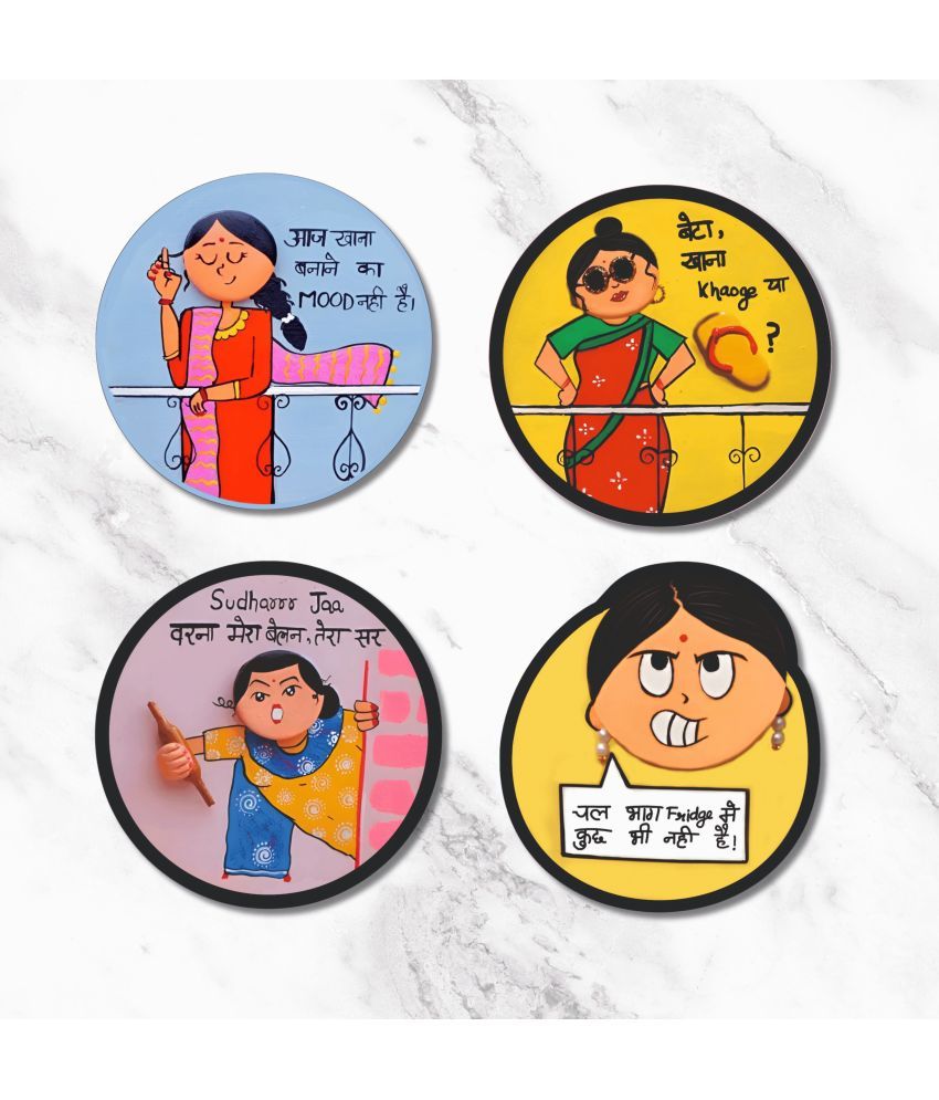     			Phirki Studio Wood Fridge Magnet - Pack of 4