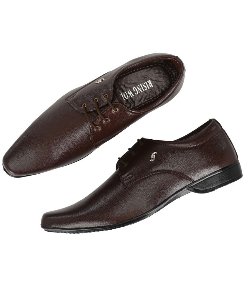     			Rising Wolf Brown Men's Derby Formal Shoes