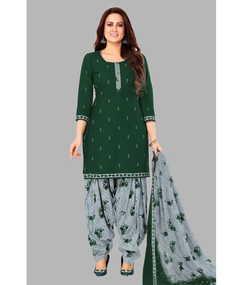     			SIMMU Unstitched Cotton Printed Dress Material - Green ( Pack of 1 )