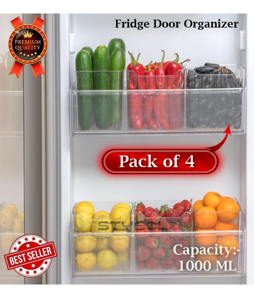     			Stysol Fridge container Plastic White Multi-Purpose Container ( Set of 4 )